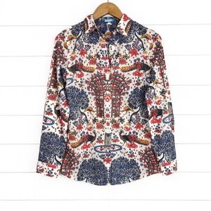 J McLaughlin Peacock Garden Lightweight Button Up Shirt Cotton XS